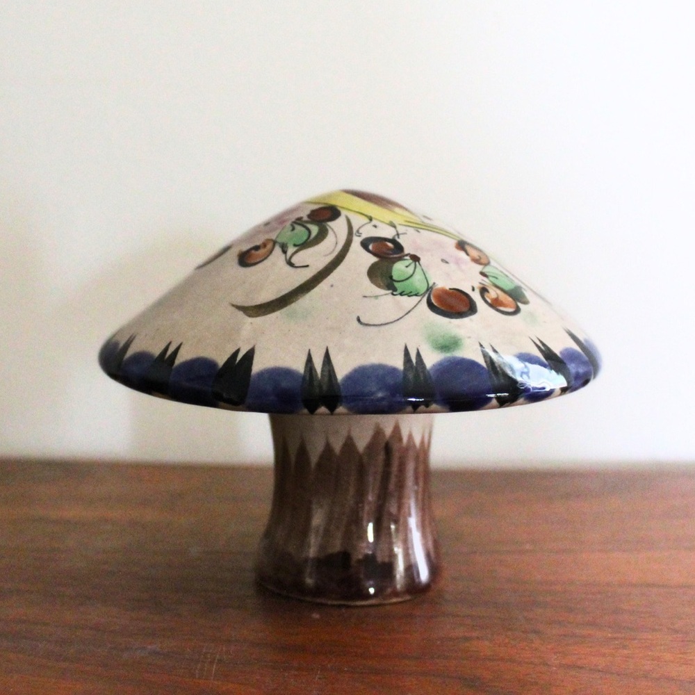 70s Vintage Tonala Mushroom, Mexican Pottery